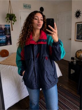 Columbia Navy, Teal & Red Colorblock Ski Jacket